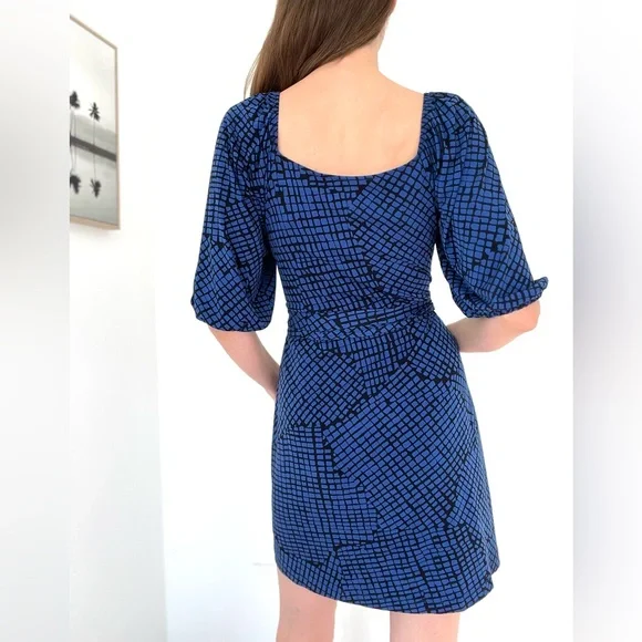 BCBGeneration Blue Balloon Sleeve Wrap Dress - Picture 4 of 5